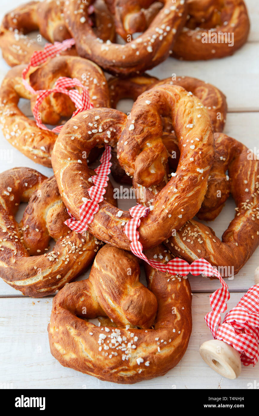 Crispy baked soft pretzels in a heart shape Stock Photo Alamy