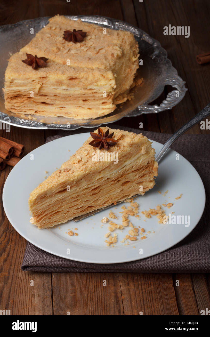 Cake slice on server Stock Photo Alamy