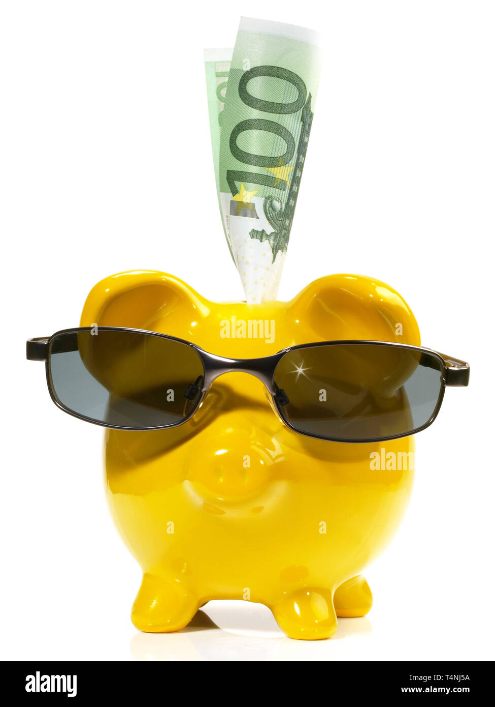 Piggy Bank with Sunglasses on white Background Stock Photo - Alamy