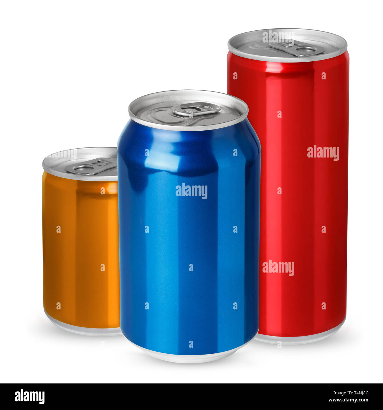 Three aluminum cans isolated on white background Stock Photo Alamy