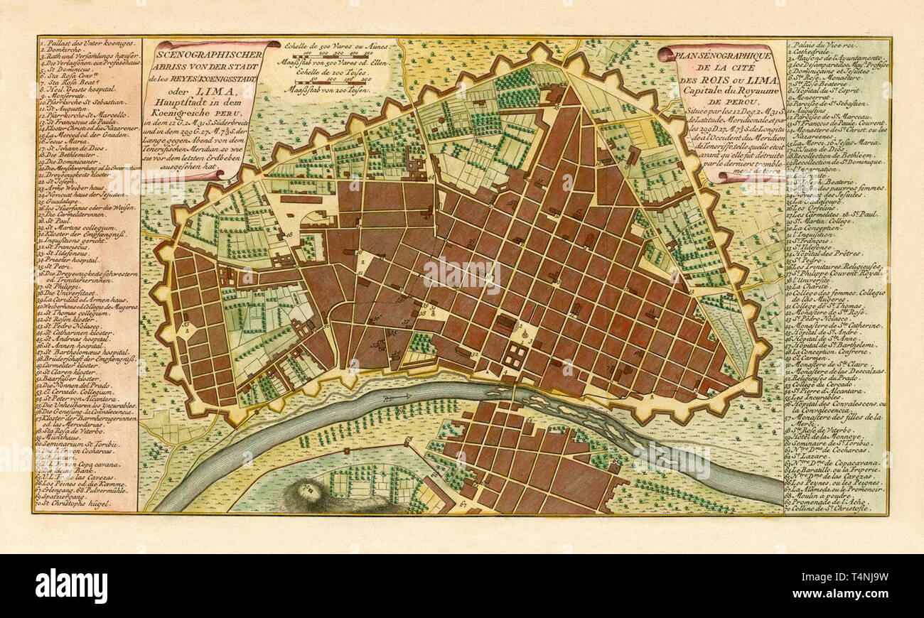 Map Of Lima 1751 Stock Photo