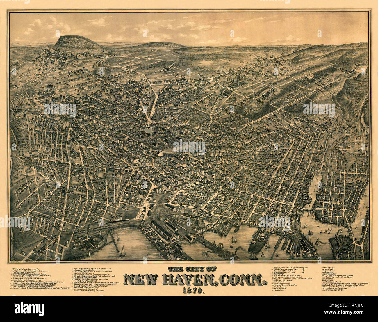Map Of New Haven 1879 Stock Photo Alamy