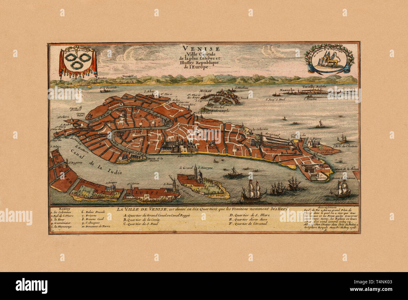 Map Of Venice 1636 Stock Photo