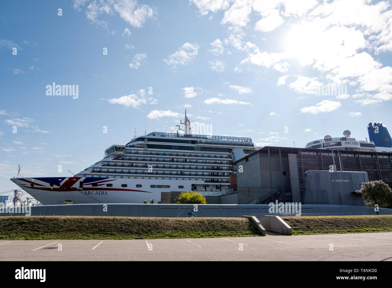 Cherbourg, France - September 01, 2018: Vista class cruise ship Arcadia in the port of Cherbourg-Octeville . France Stock Photo