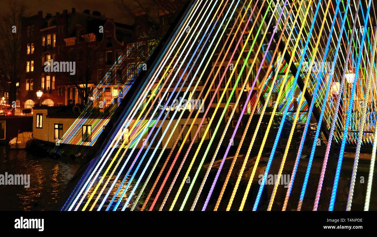 Light installation in amsterdam red light district during amsterdam