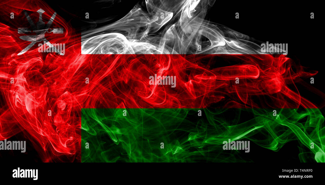 Oman smoke flag, Sultanate of Oman in Western Asia Stock Photo Alamy