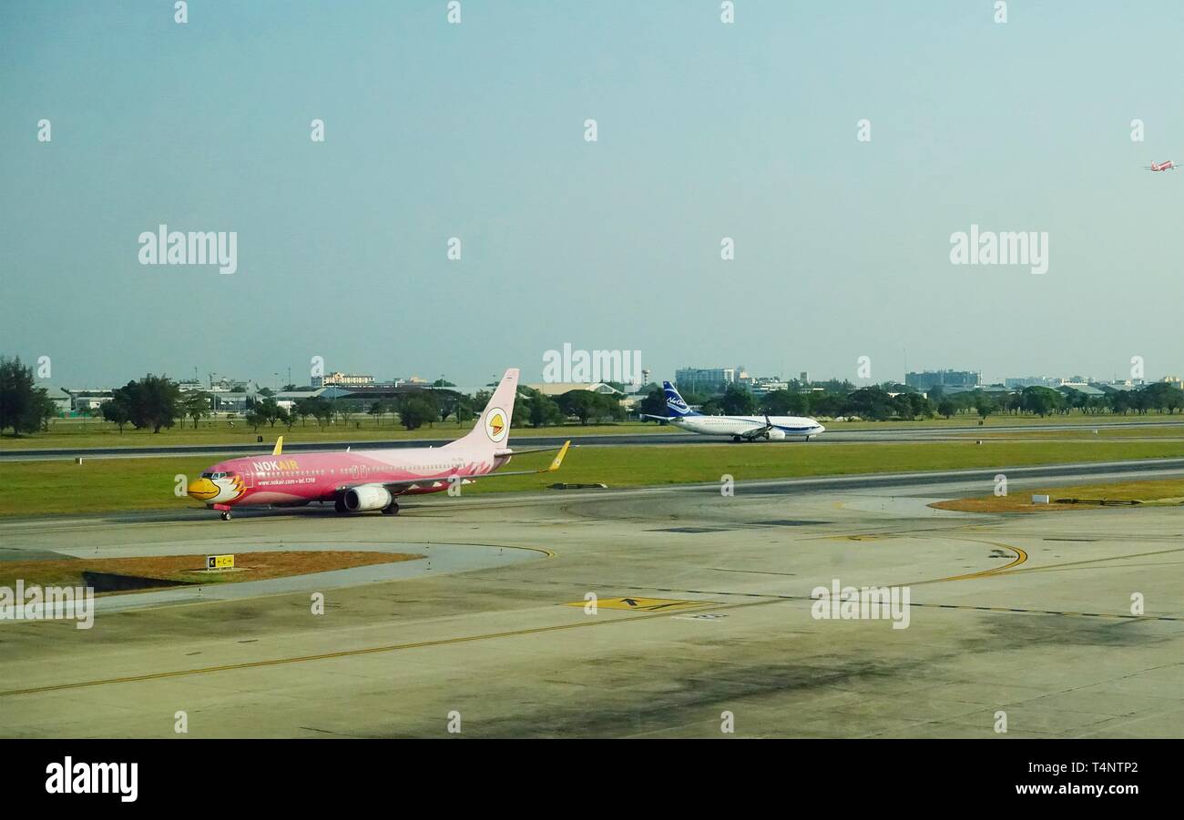 Airplanes of Nok Air, one of the main low cost airlines in Asia, is ...
