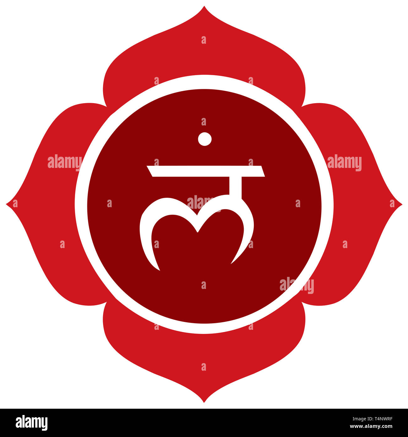 red muladhara chakra root mandala esoteric spiritual sacred illustration shape Stock Photo