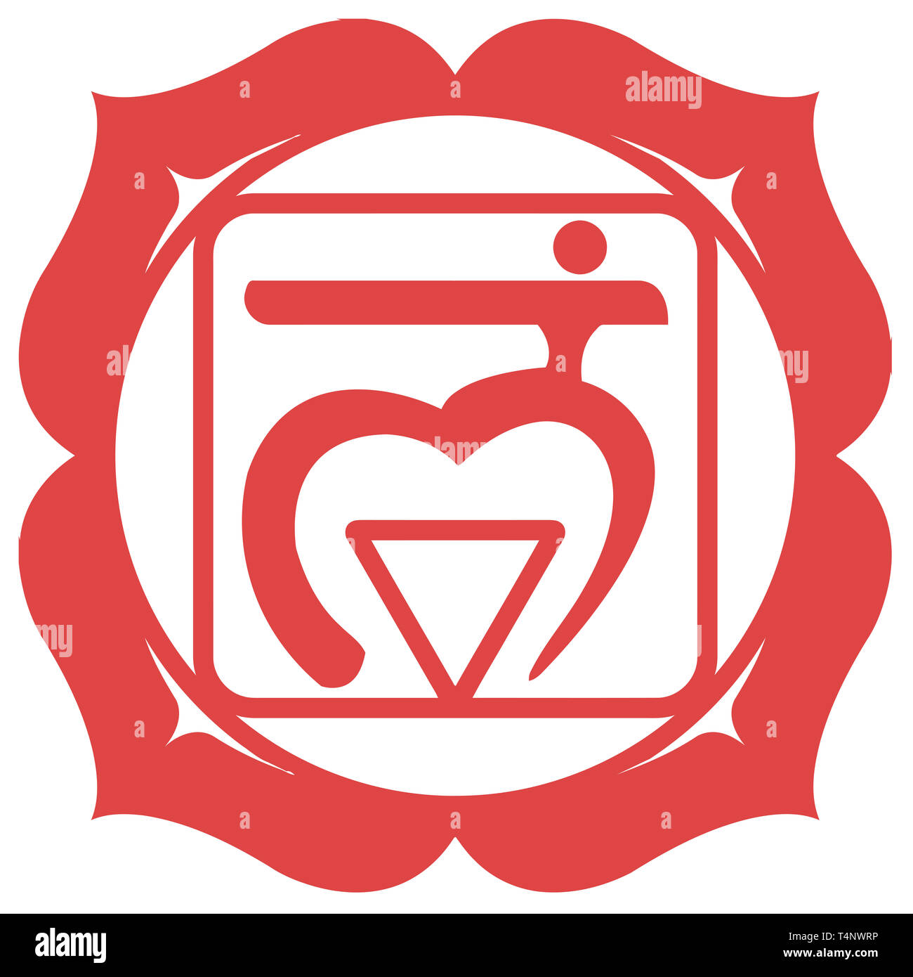 red muladhara chakra root mandala spiritual sacred illustration shape esoteric Stock Photo