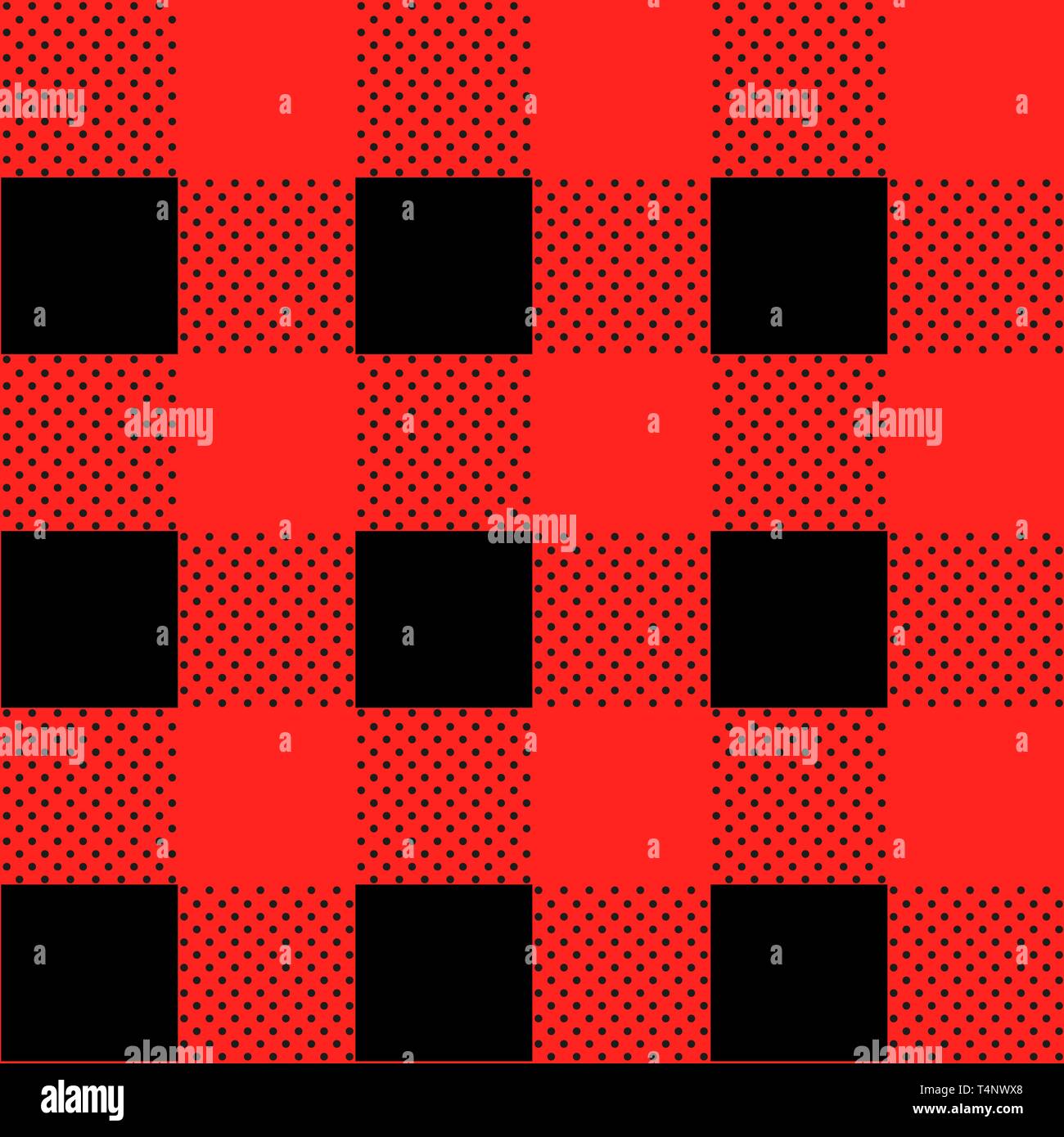 Buffalo plaid seamless pattern with BLACK lines. Alternating red and ...
