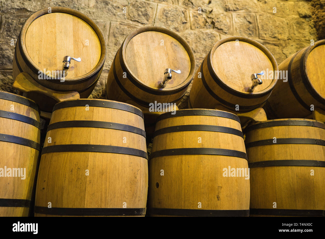 Wine barrels in cellar. Wine storage place Stock Photo Alamy