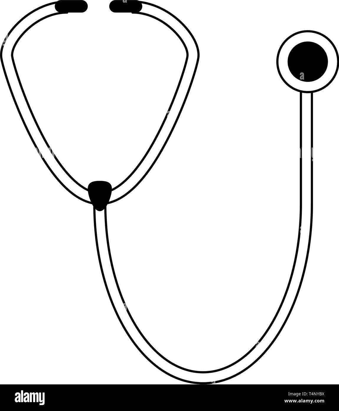 Medical stethoscope symbol isolated in black and white Stock Vector ...