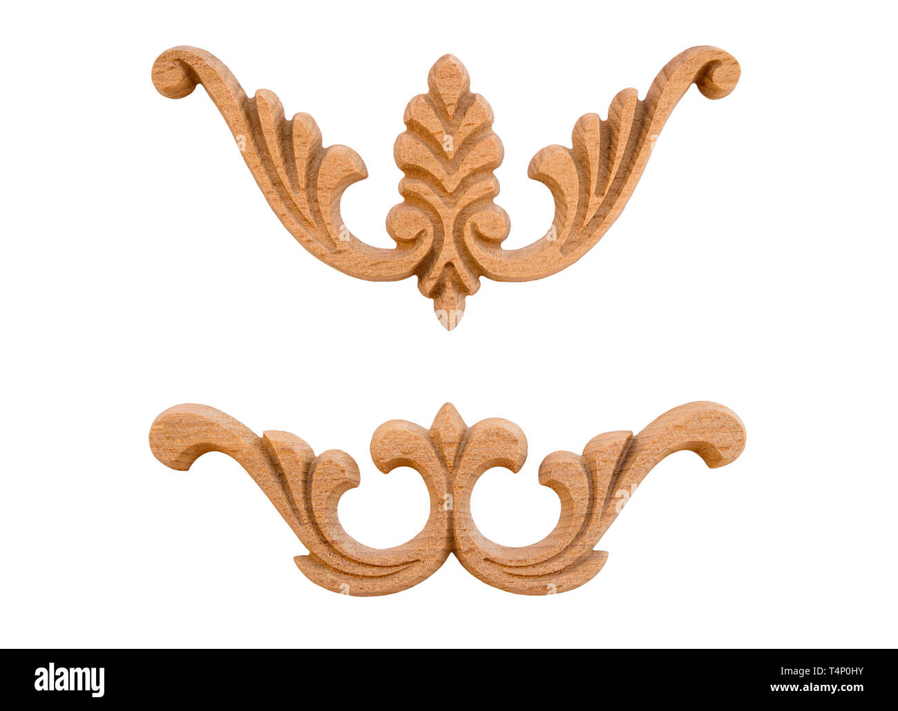 Elements woodcarving on white Stock Photo