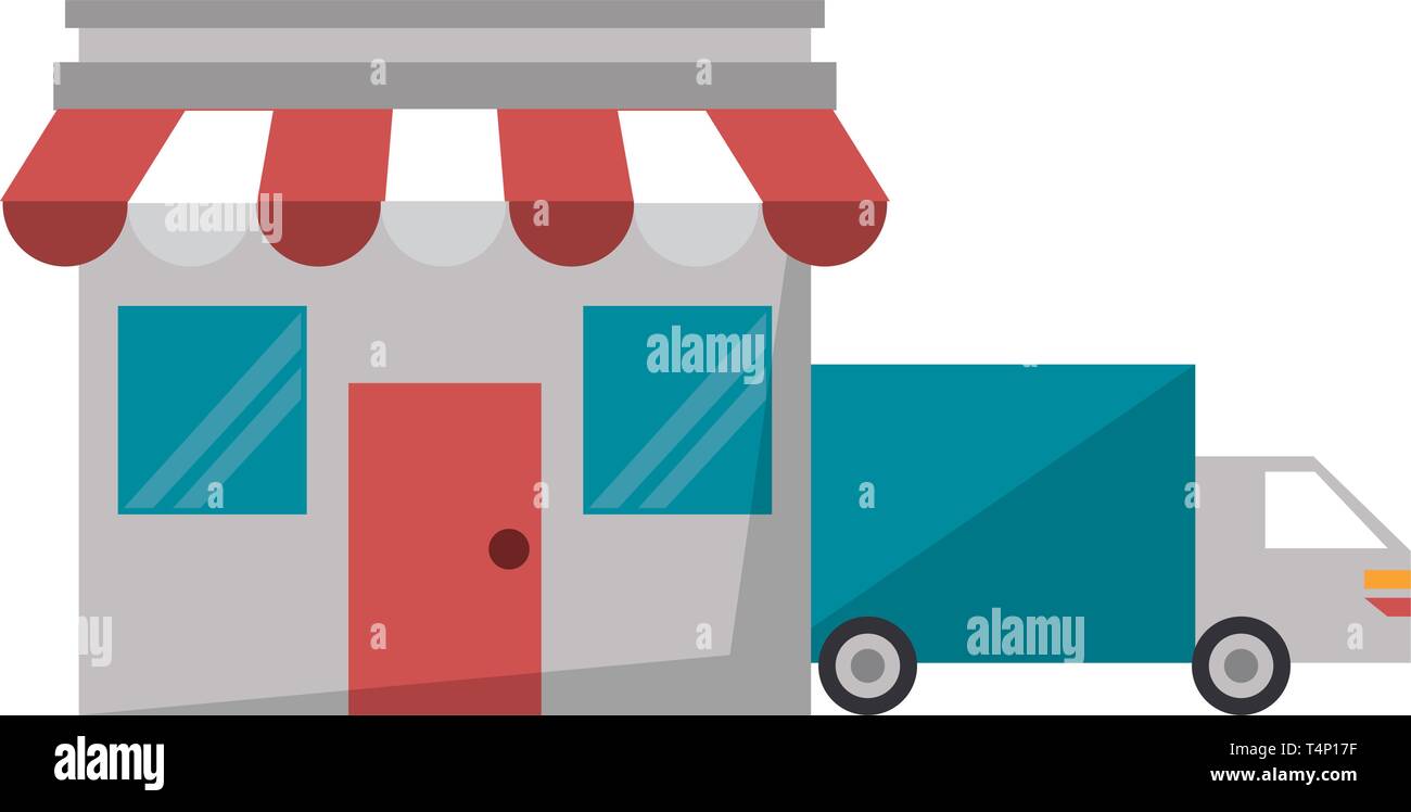 Store with delivery truck Stock Vector Image & Art - Alamy