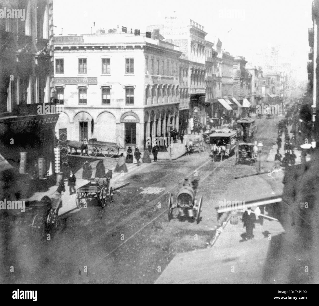 California History - Montgomery Street, San Francisco, Instantaneous ca. 1866 Stock Photo