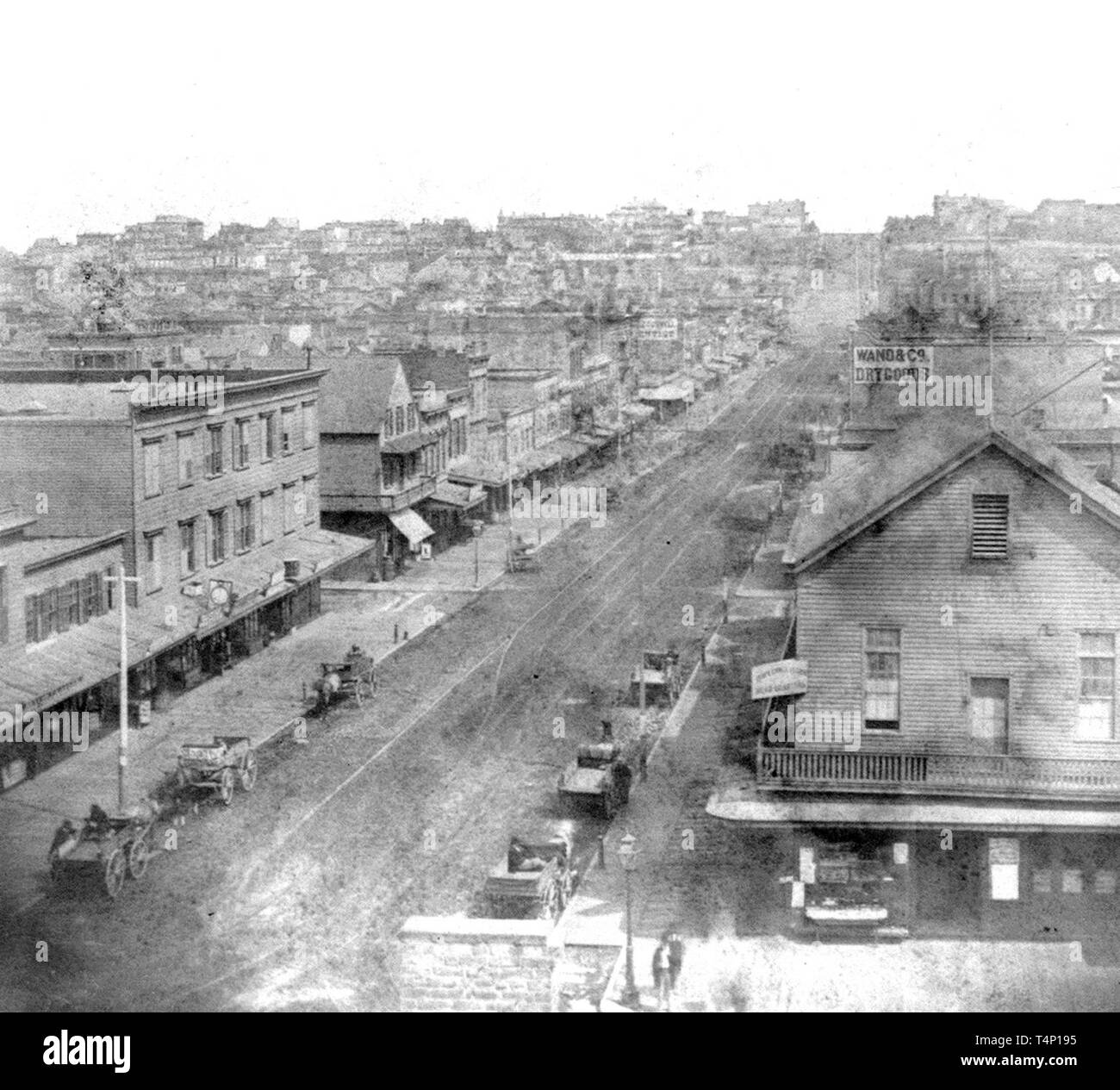 California History - Second Street, from Market, San Francisco ca. 1866 Stock Photo