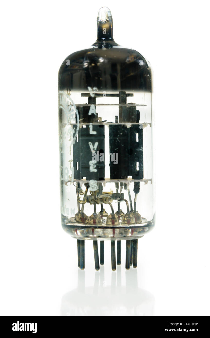 9-pin signal triode vacuum valve Stock Photo