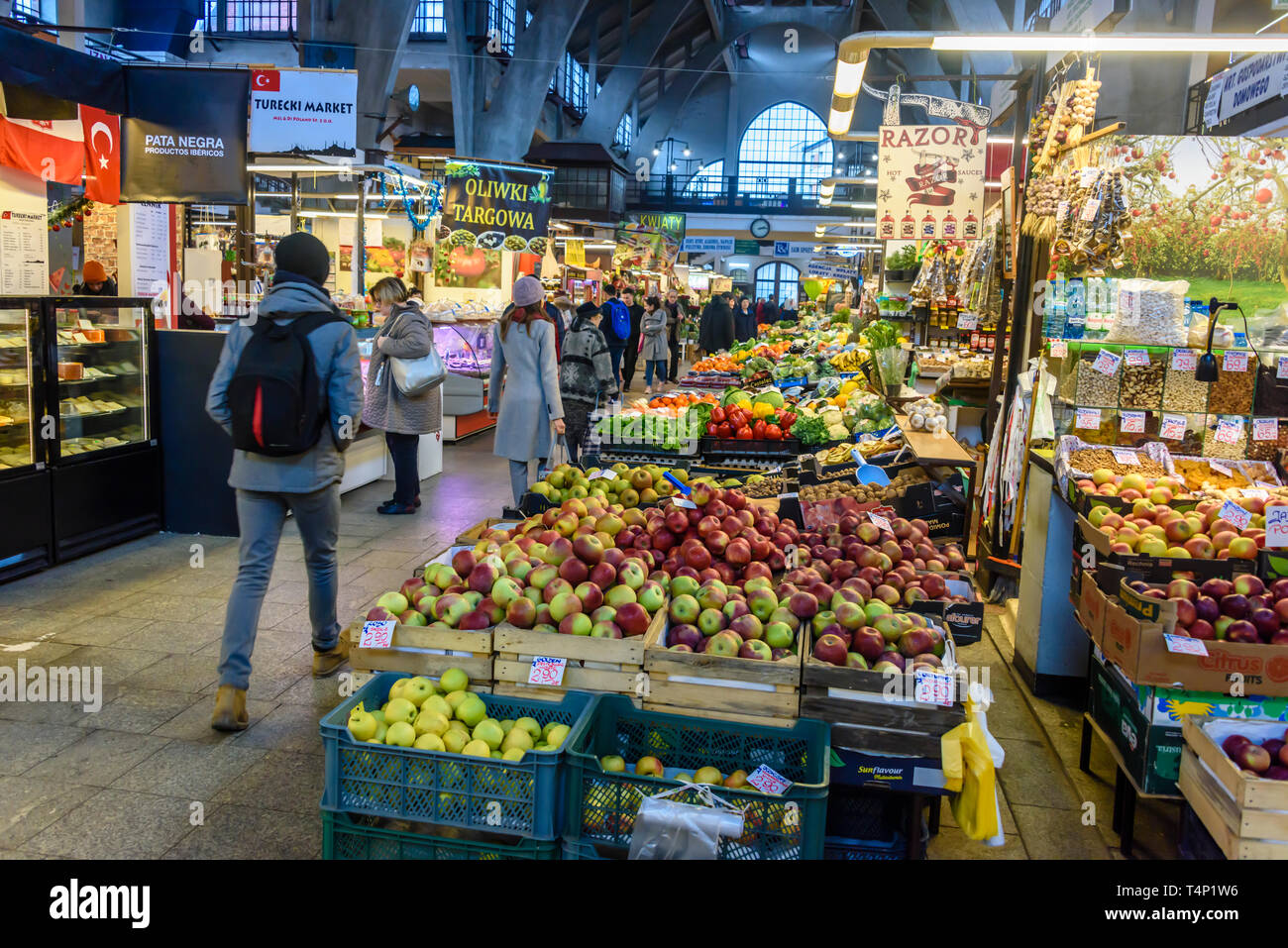 Hala Targowa indoor fruit and vegetable market, Wrocław, Wroclaw, Wroklaw, Poland Stock Photo