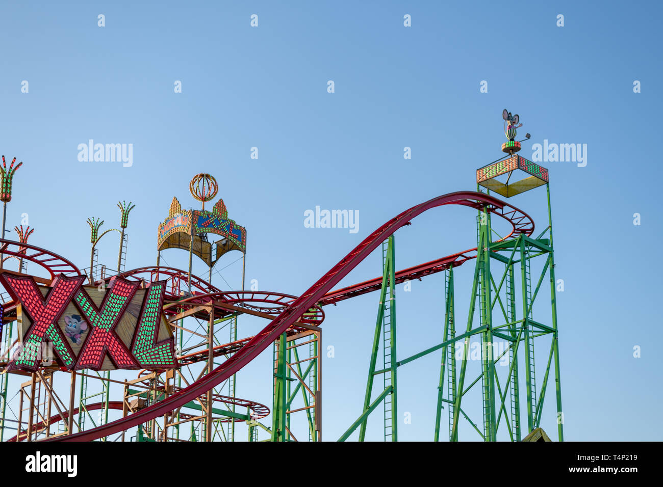 hamburg, Germany - Roller coaster in the Hamburger amusement park DOM Stock Photo