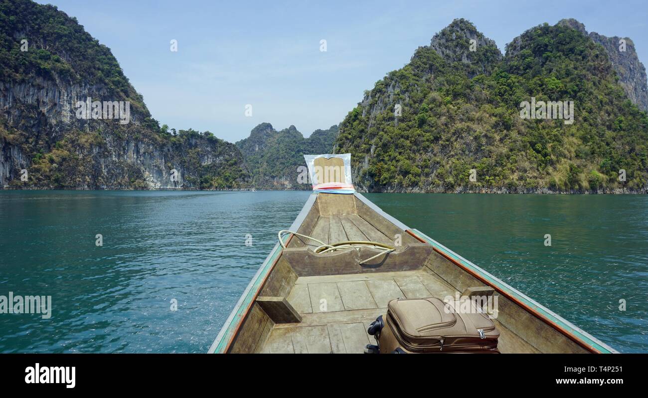 khao sok longtail boat trip on chiao lan lake in thailand Stock Photo