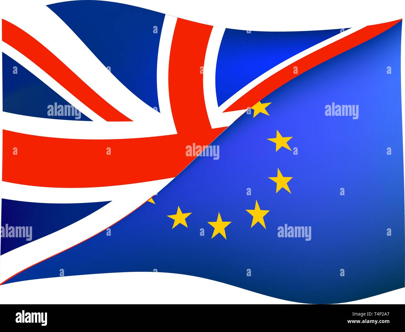 brexit concept with union jack united kingdom flag and european union flag Stock Vector