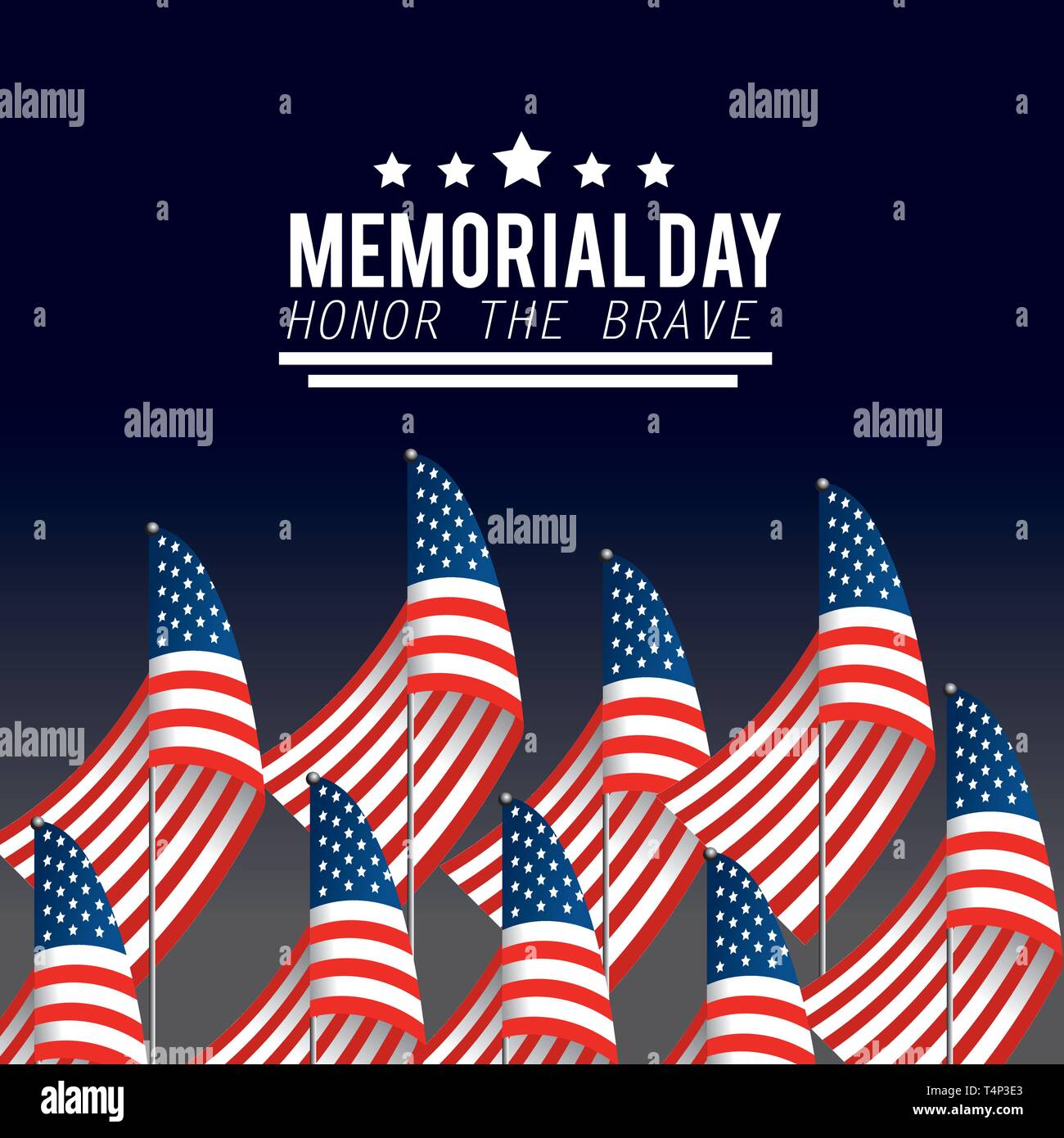 usa flags with stars to memorial day vector illustration Stock Vector ...