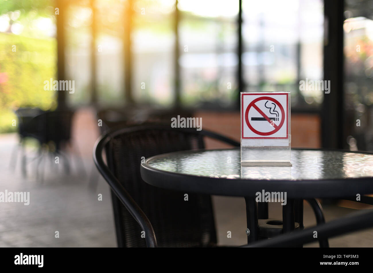 No smoking sign with place Don't smoking sign park Stock Photo - Alamy