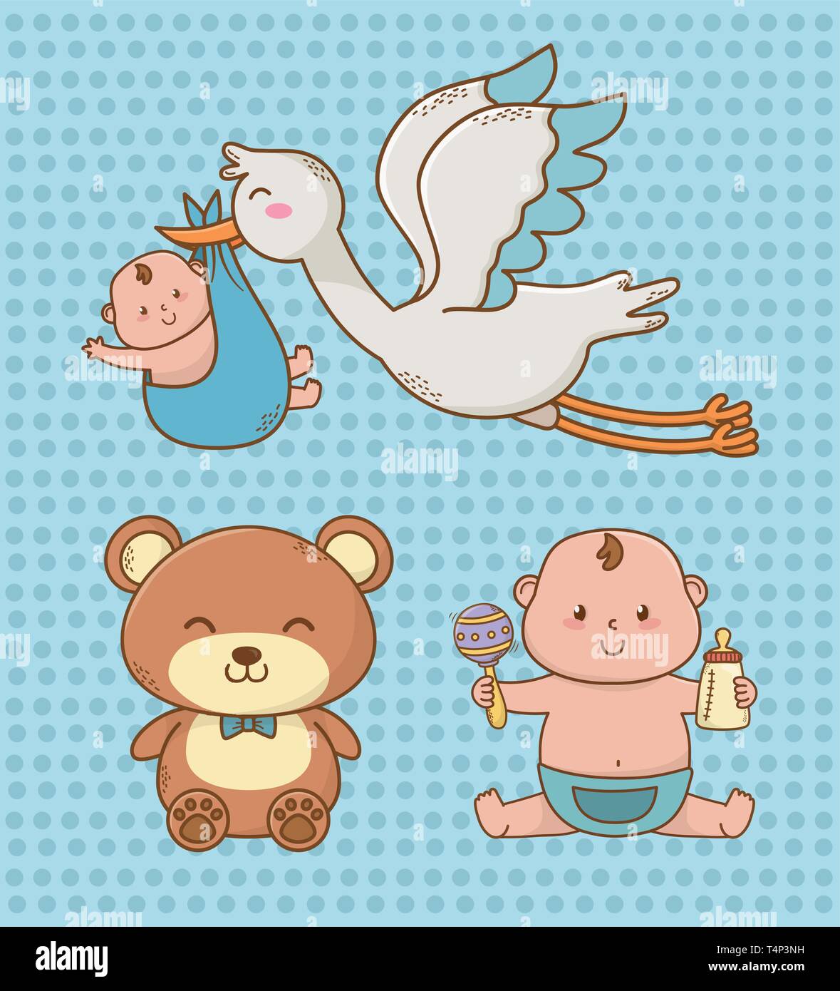 baby shower card with stork vector illustration design Stock Vector ...