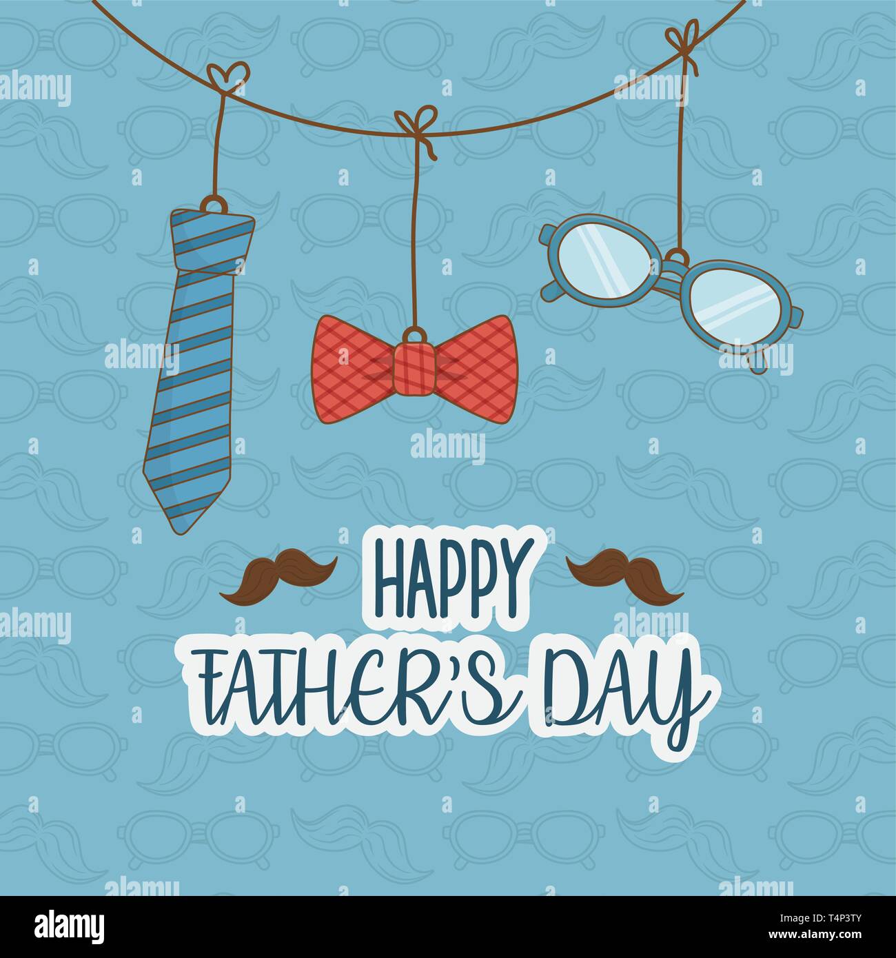 happy fathers day card with accessories hanging vector illustration ...