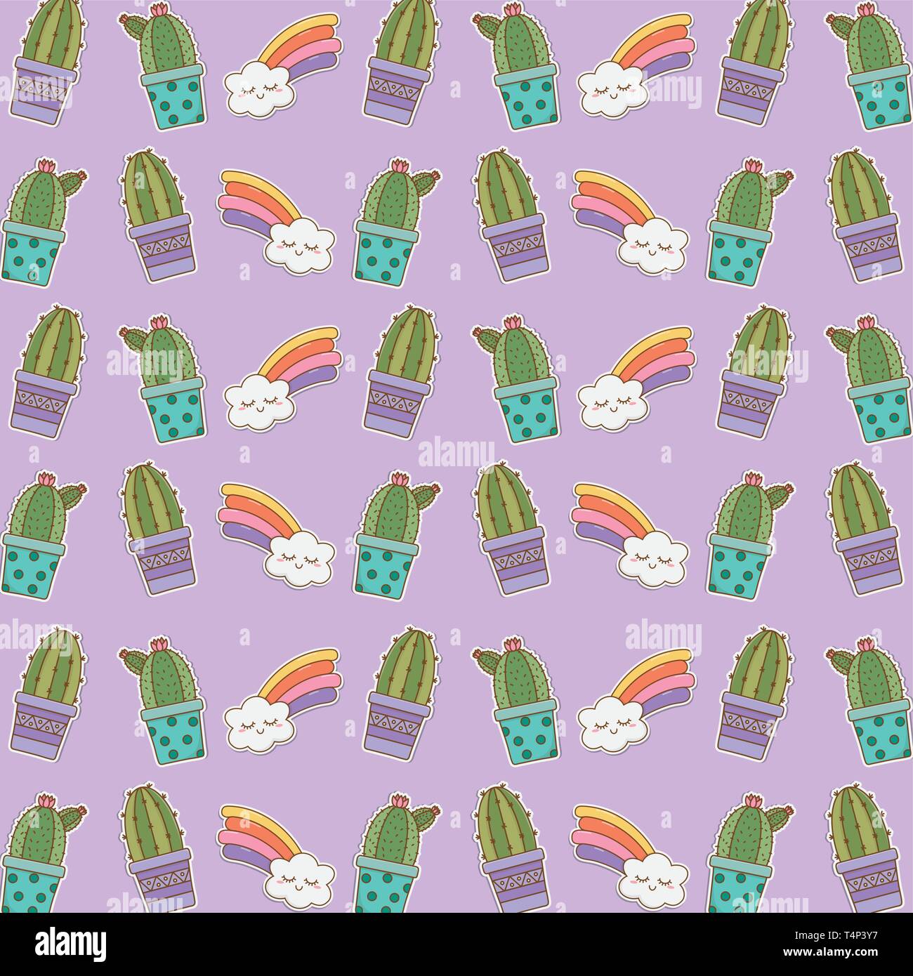 Stickers Pattern Background set of stickers kawaii pattern background vector illustration design ...