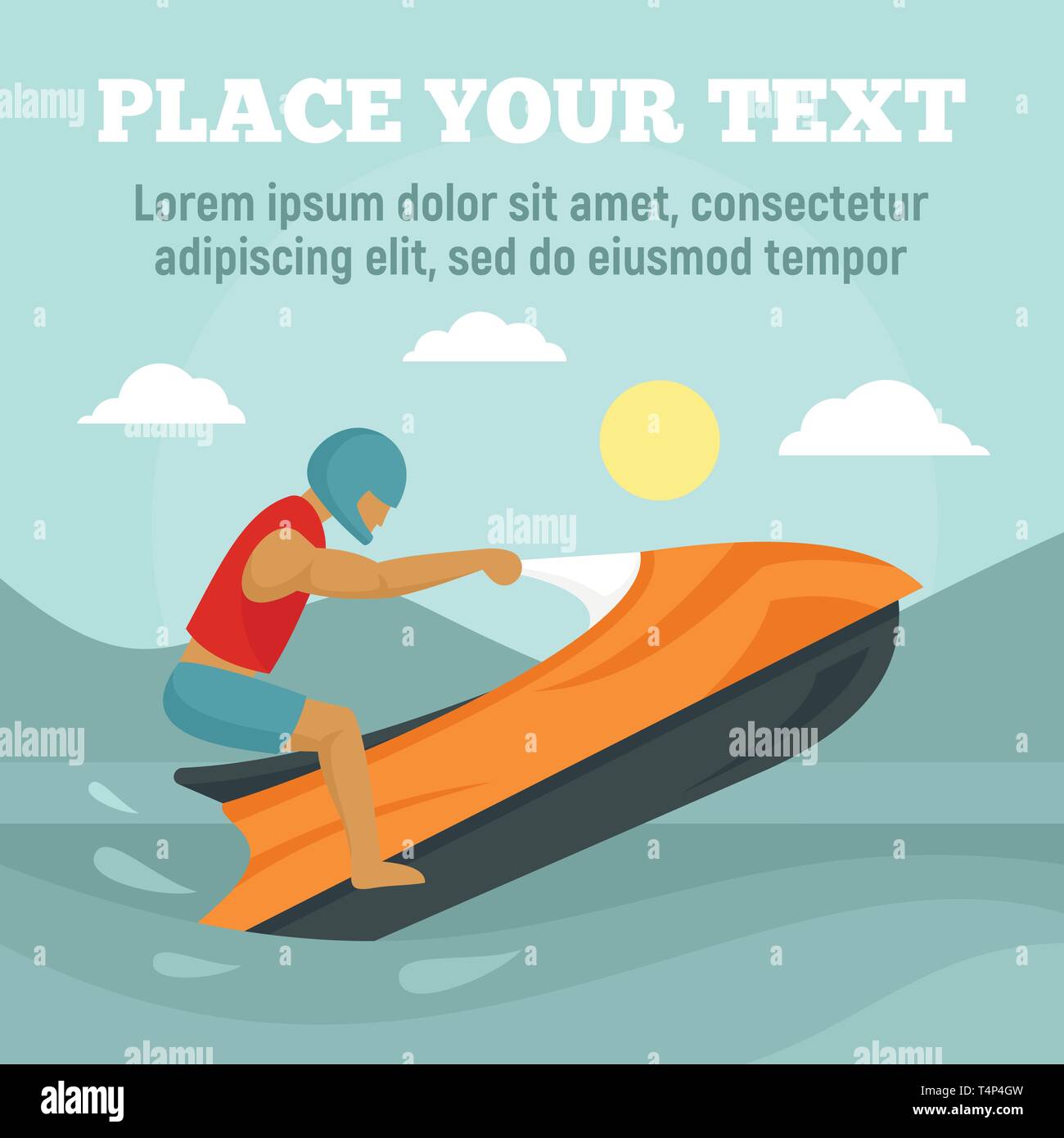 Jet ski concept background. Flat illustration of jet ski vector concept