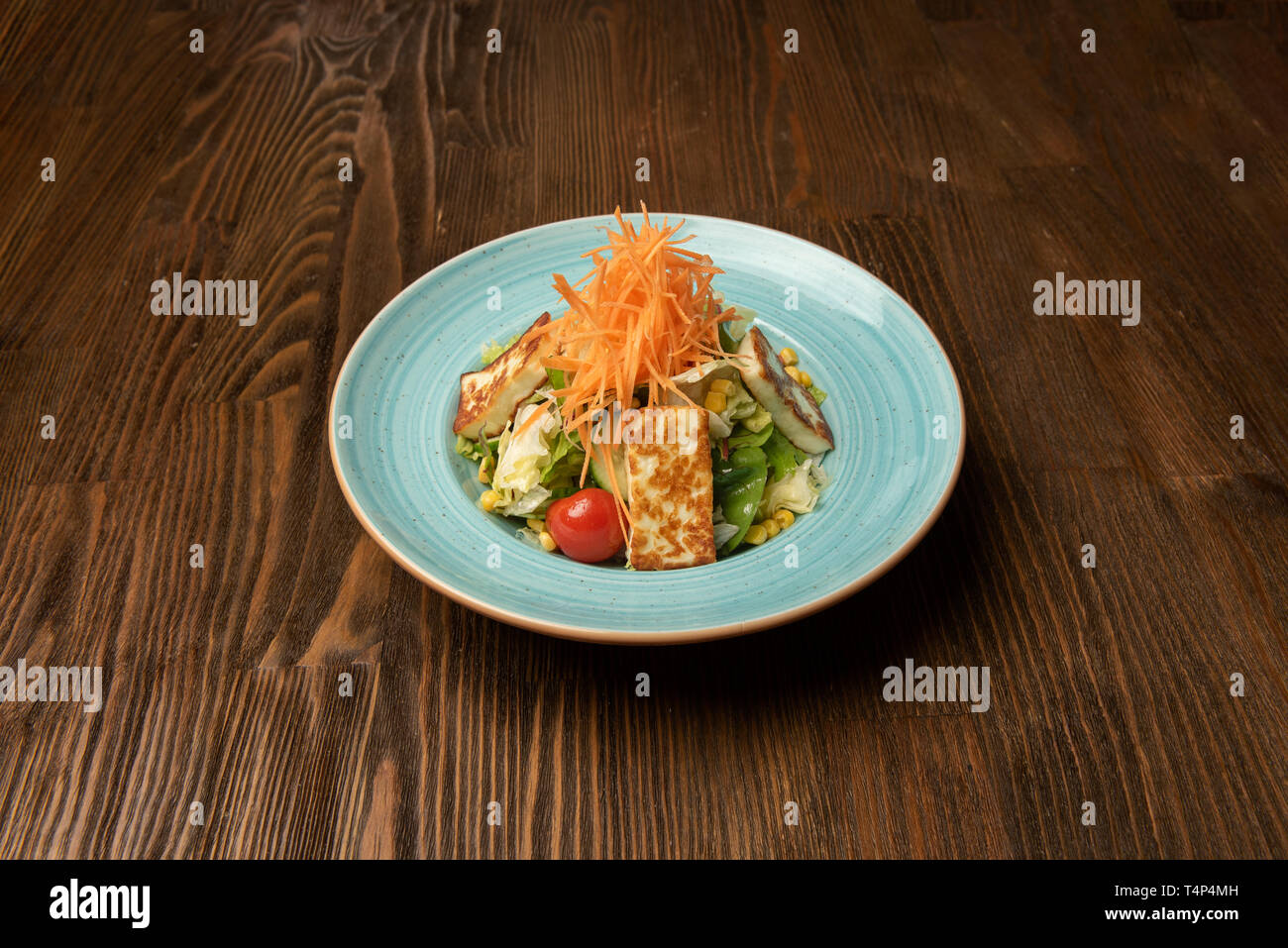 Salad With Halloumi Cheese Stock Photo
