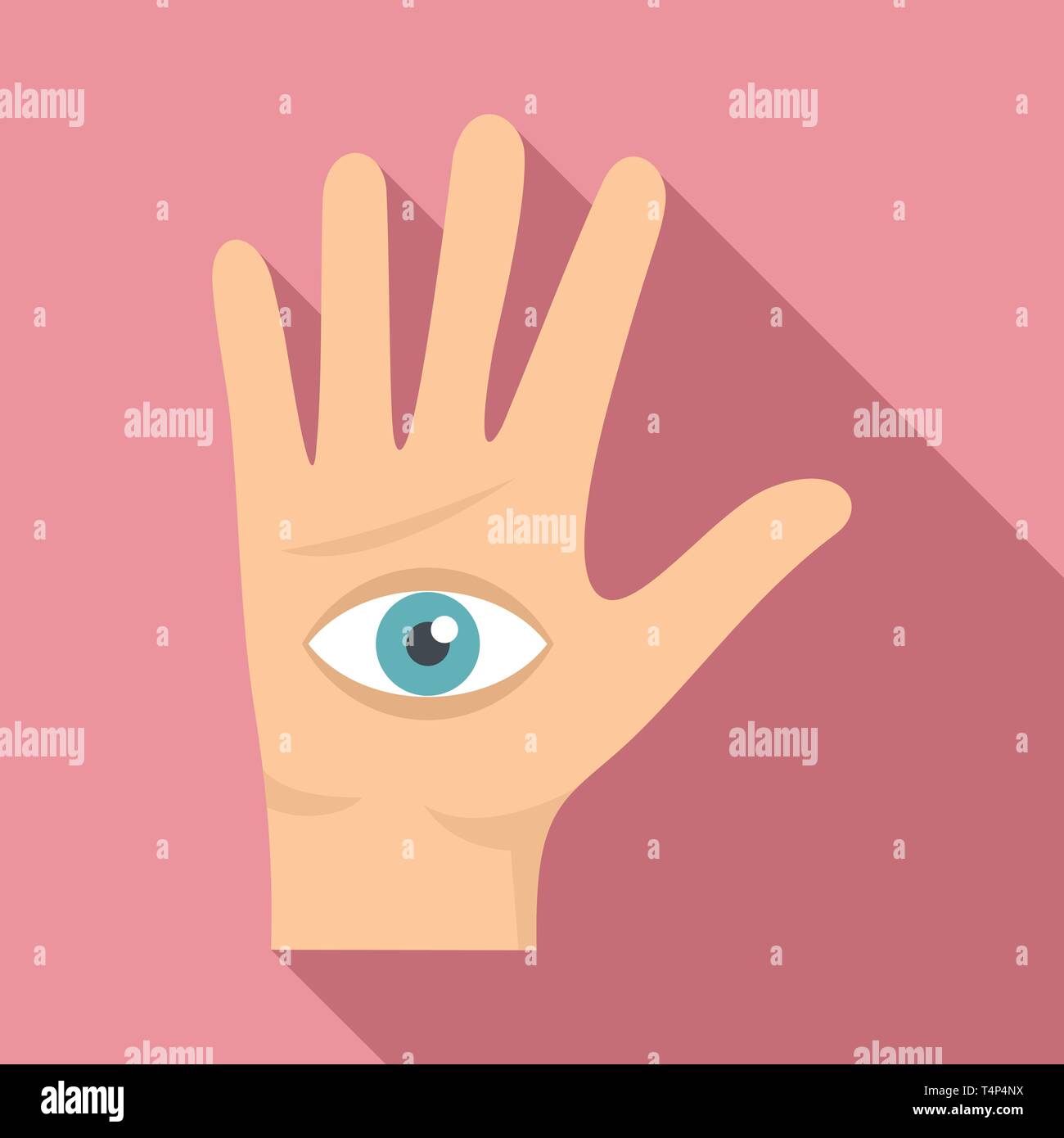 Eye in hand icon. Flat illustration of eye in hand vector icon for web