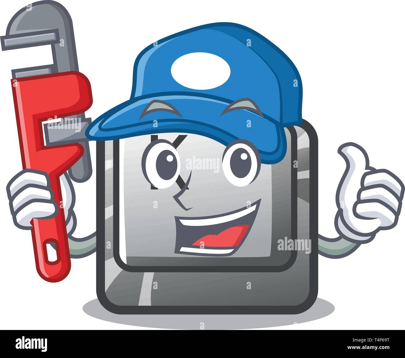 Plumber button K attached to cartoon keyboard Stock Vector