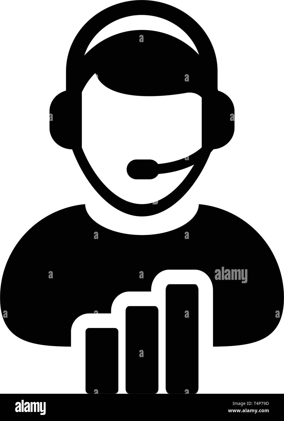 Data analytics service icon vector male customer support person profile ...
