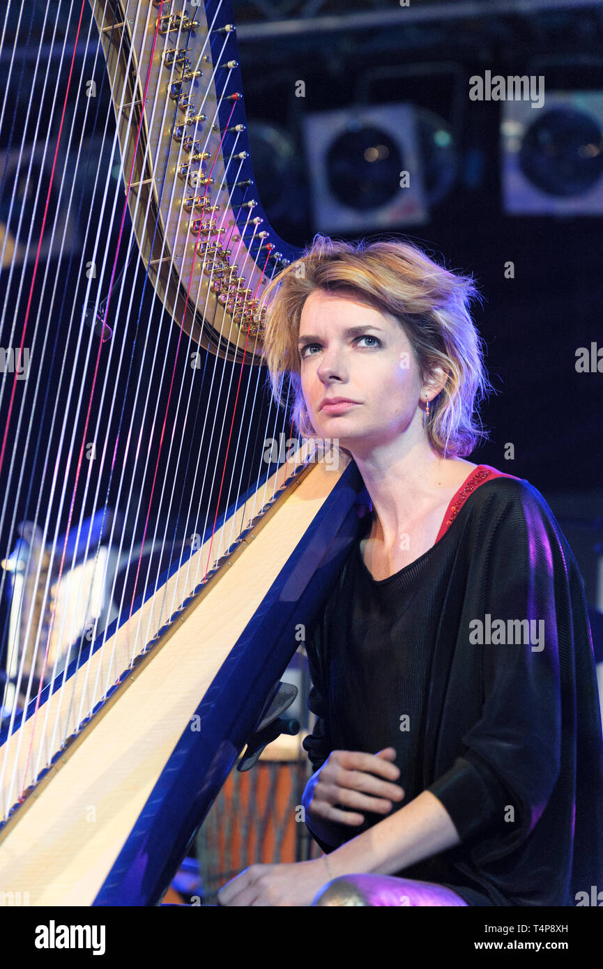 Catrin Finch performing at the Musicport Festival, Whitby, UK. October 19, 2014. Stock Photo