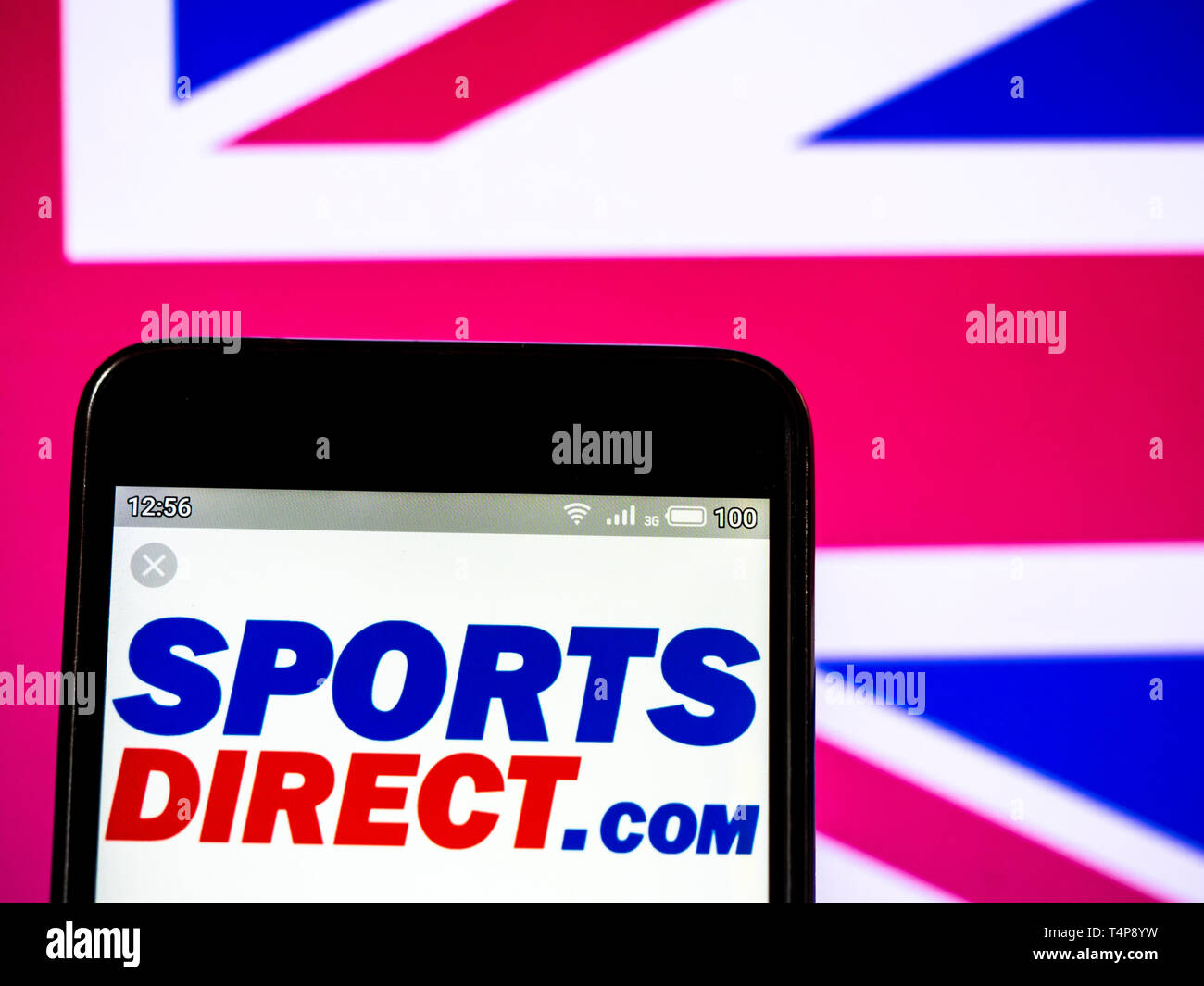 In this photo illustration a Sports Direct International plc logo seen