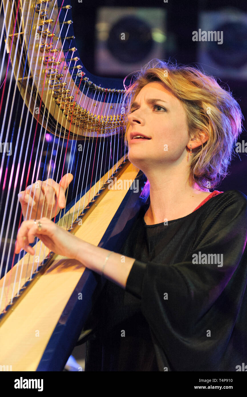 Catrin Finch performing at the Musicport Festival, Whitby, UK. October 19, 2014. Stock Photo