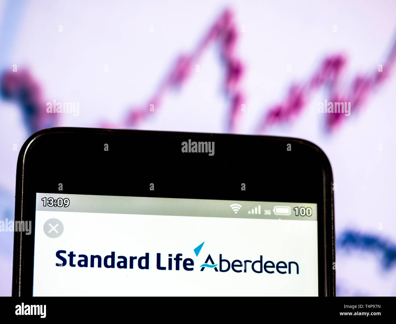 In this photo illustration a Standard Life Aberdeen plc logo seen