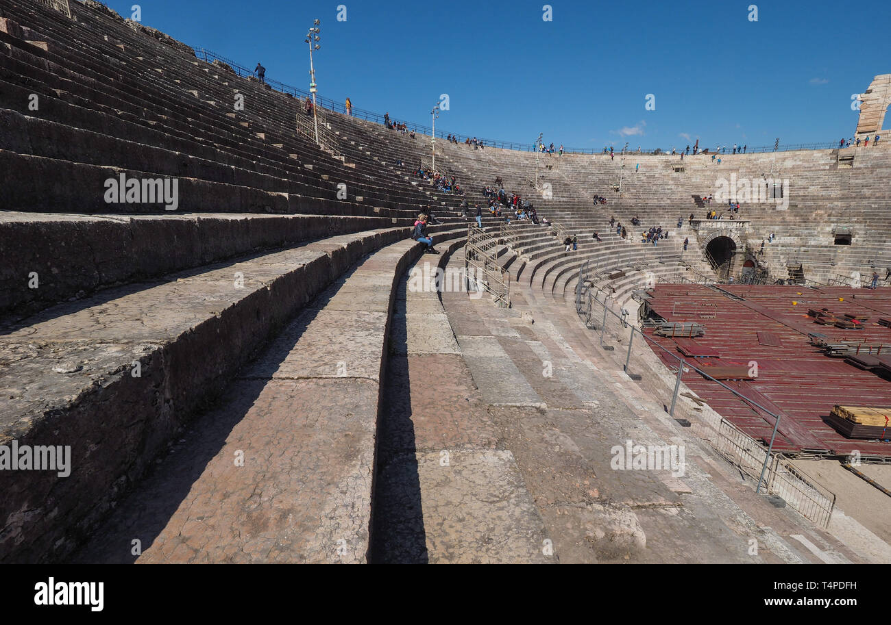 VERONA, ITALY - CIRCA MARCH 2019: Arena di Verona roman amphitheatre ...