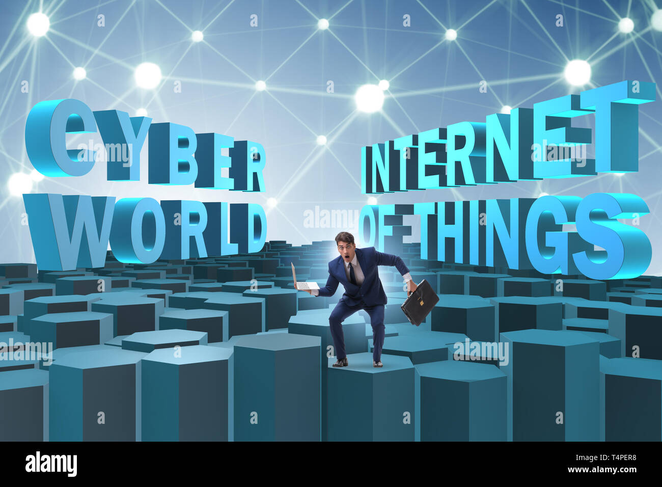 Businessman in internet of things concept Stock Photo - Alamy
