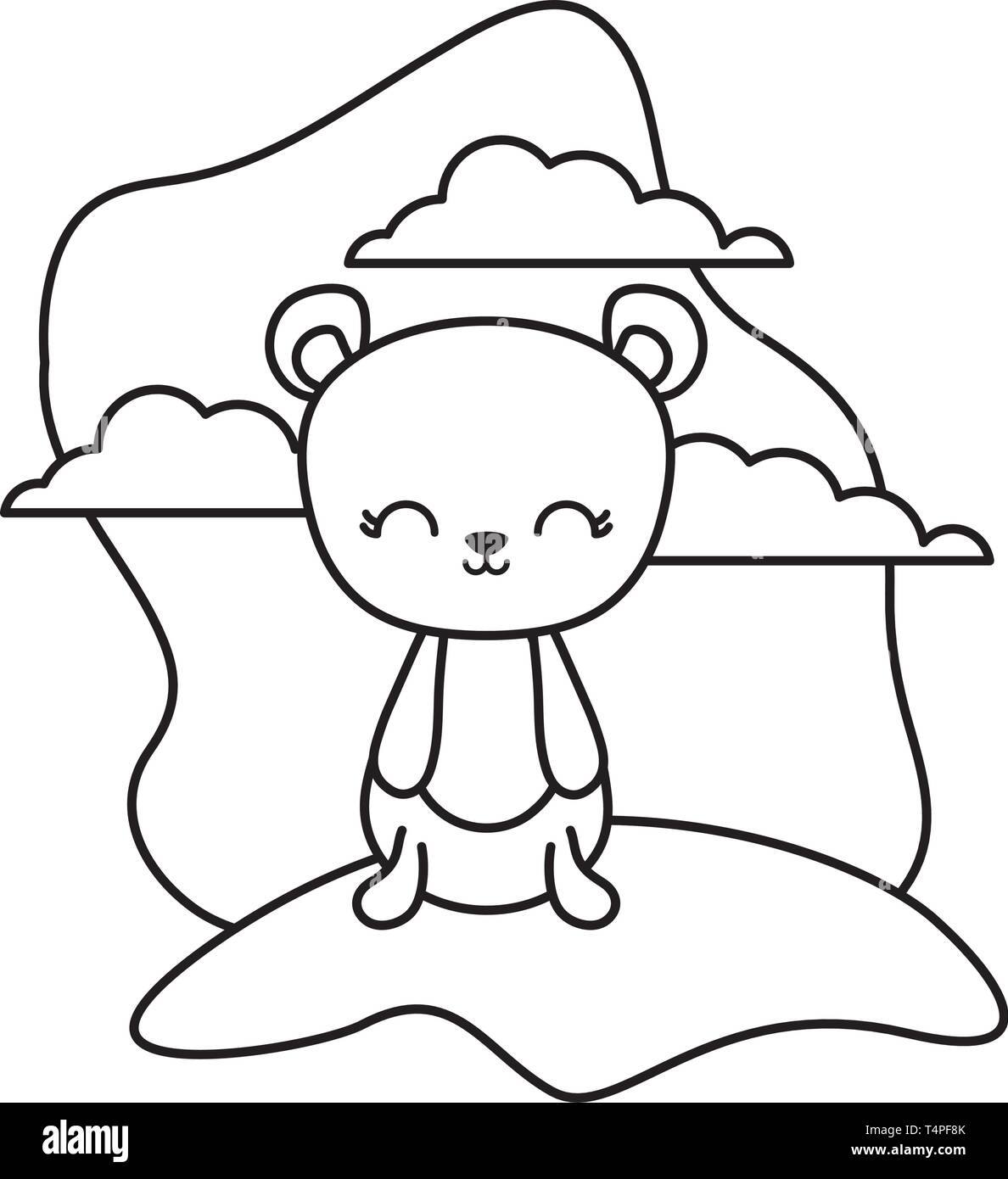 cute bear animal in landscape scene vector illustration design Stock ...