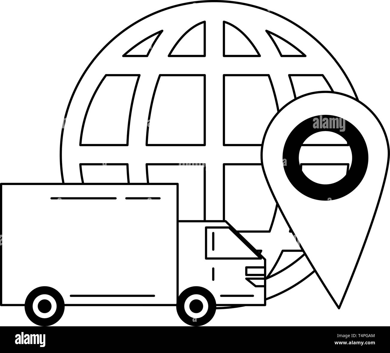 Delivery truck online order in black and white Stock Vector Image & Art ...