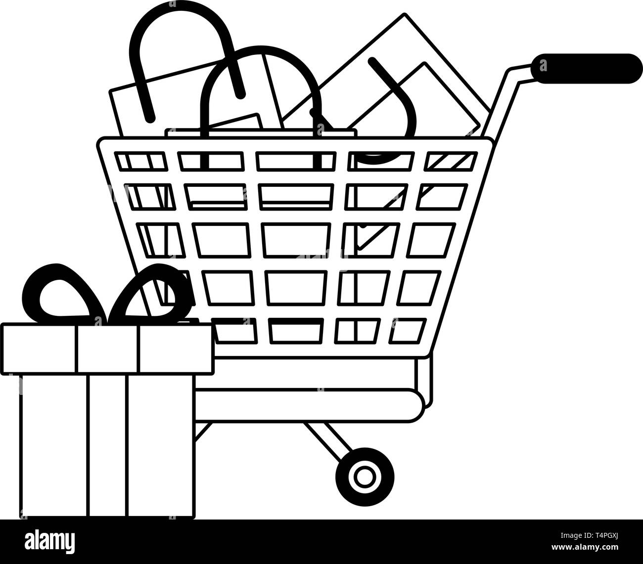 Online shopping cart in black and white Stock Vector Image & Art - Alamy