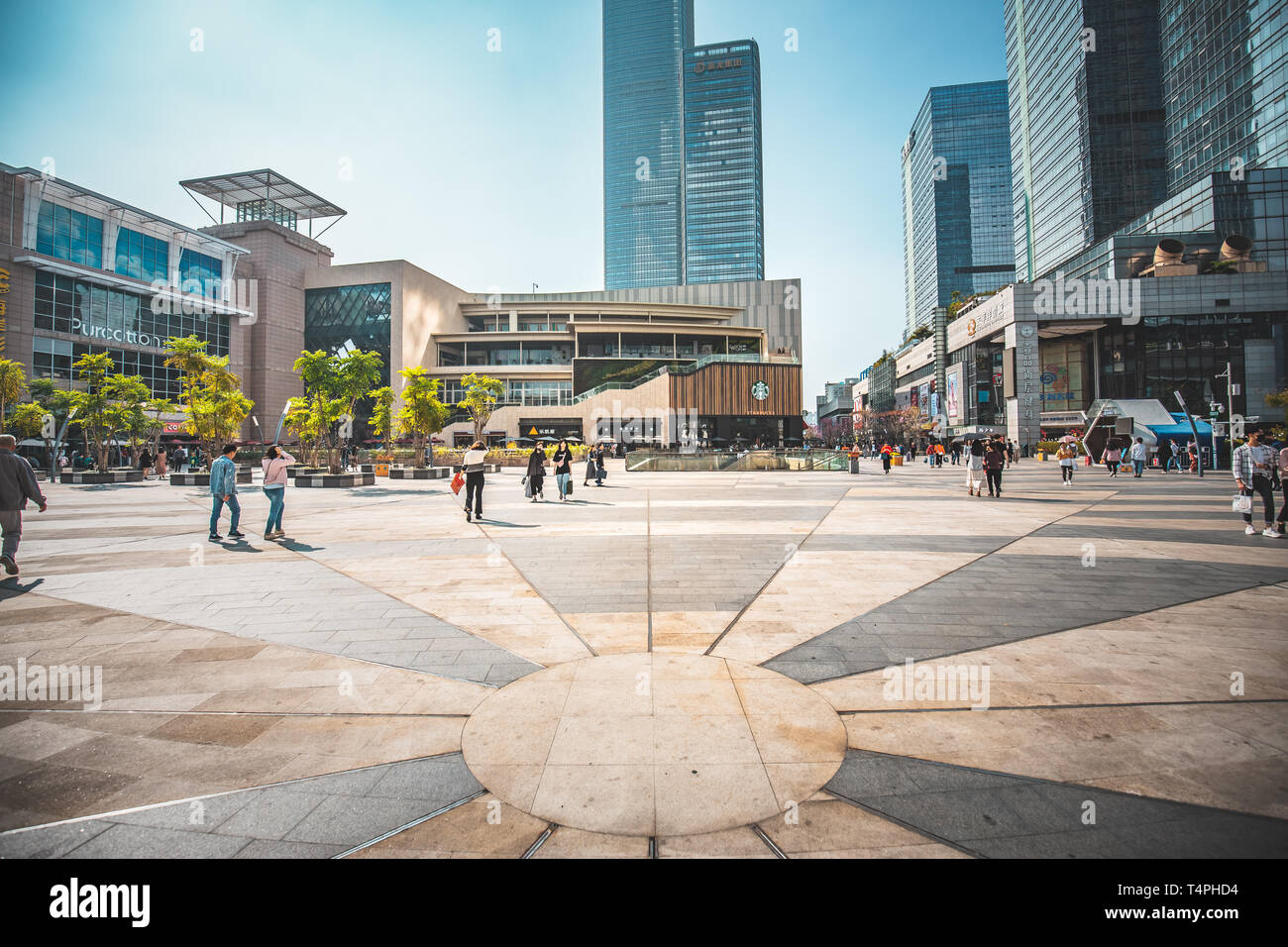 Shenzhen - Jan 31, 2019 : Viisit Shenzhen Bay Pedestrian Shopping Street in day time. A famous shopping center. Stock Photo