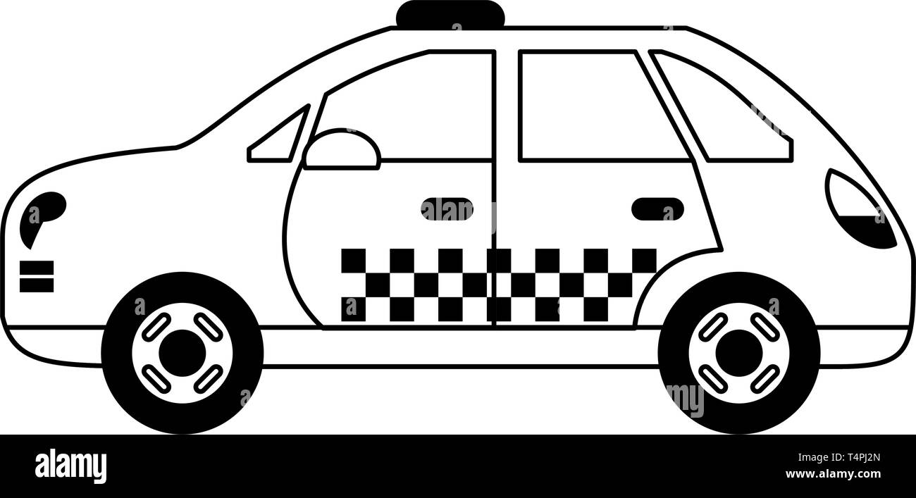 Taxi cab vehicle isolated black and white Stock Vector Image &amp; Art - Alamy