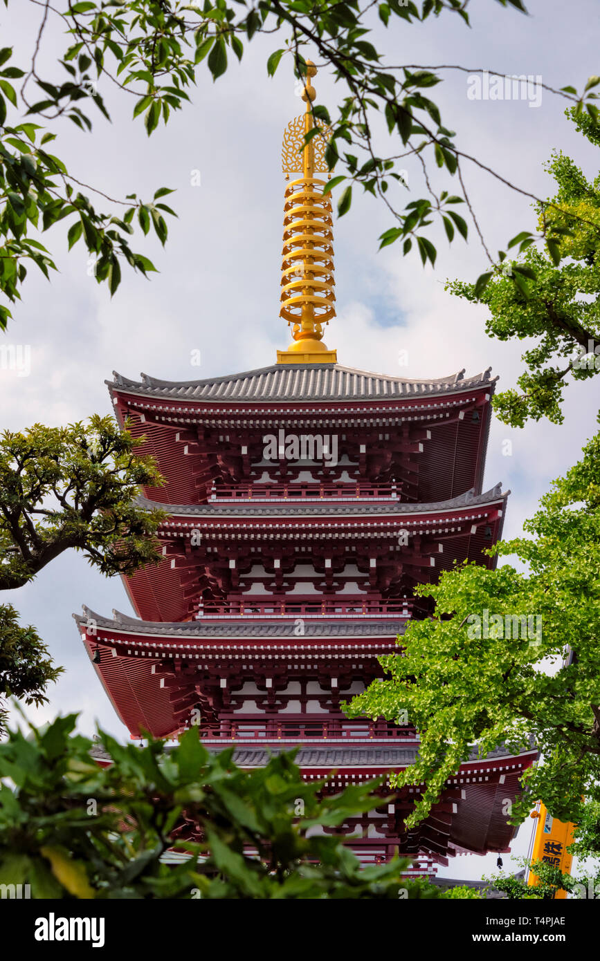 Pagoda in Senso-ji Temple, Asakusa, Tokyo, Japan Stock Photo