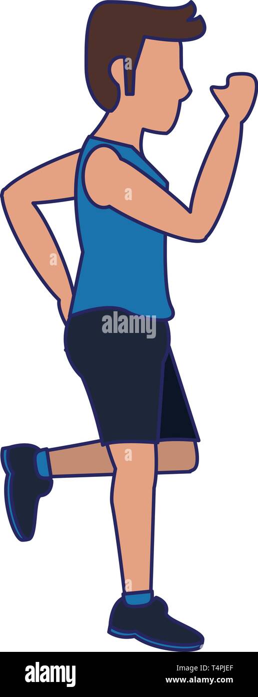 fitness man running sideview blue lines Stock Vector Image & Art - Alamy