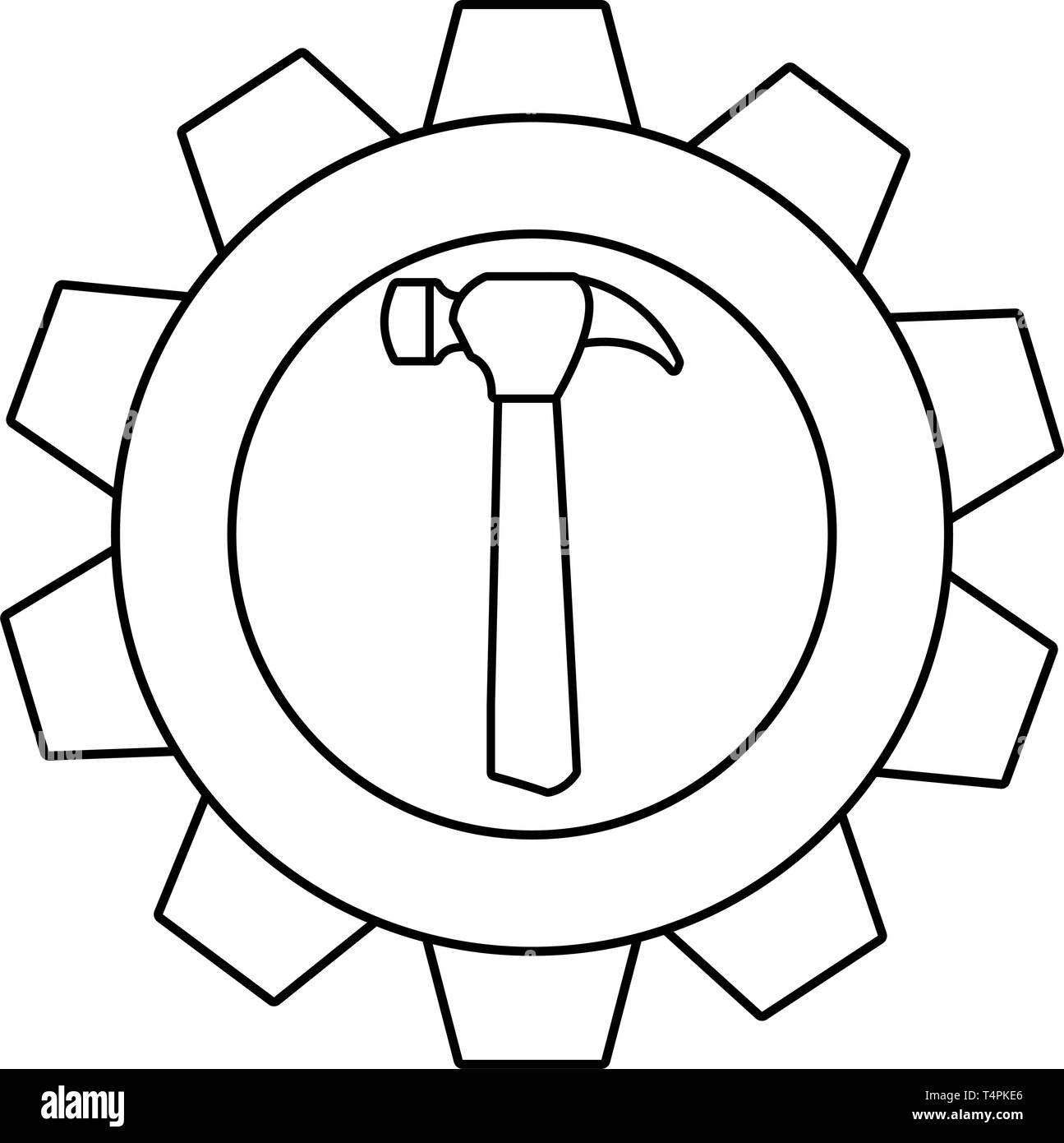 hammer handle wooden gear tool vector illustration design Stock Vector Image & Art Alamy