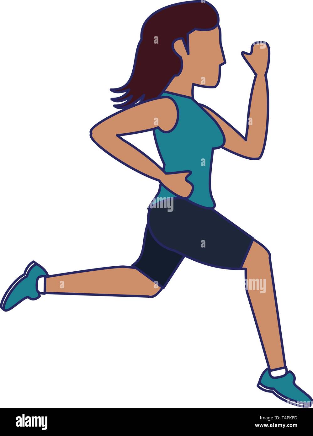 Fitness woman running sideview blue lines Stock Vector Image & Art - Alamy